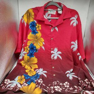 Reservoir Hawaiian Mens Size 2X Multicolor Button Down Hawaiian Floral Shirt